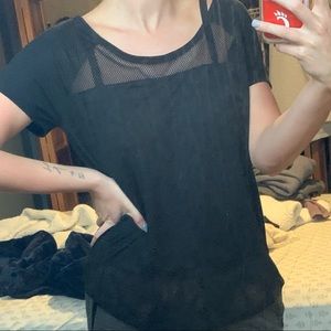 Black mesh workout top